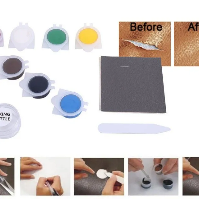 Set pentru repararea pielii - repararea culorii șterse, zgârieturilor și crăpăturilor