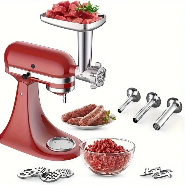 Multifunction KitchenAid extender for kitchen robot: Meat grinder and sausage filler