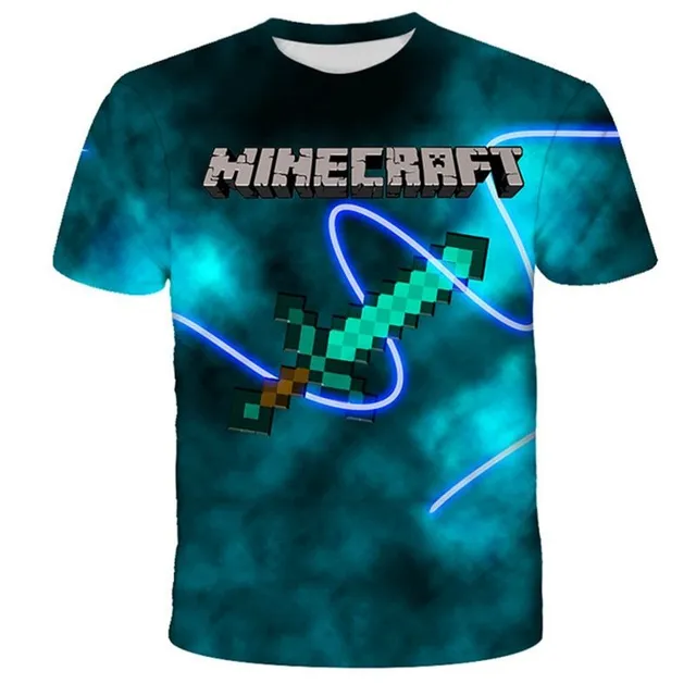 Tricou stilat pentru copii cu motiv din popularul joc Minecraft