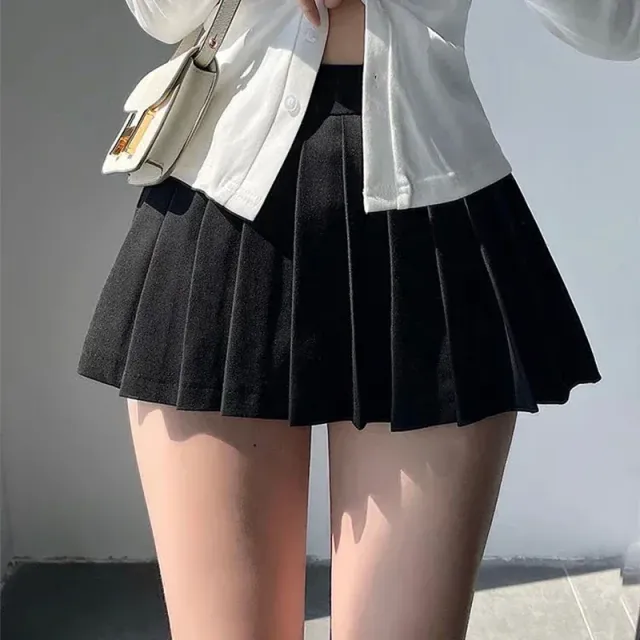 Jupe plissée pour femme avec shorts et taille haute