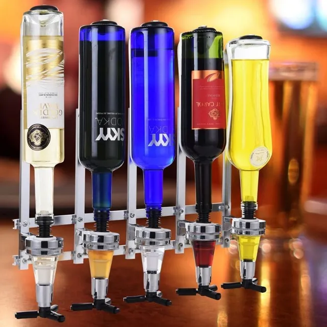 Wall alcohol dispenser for 4 bottles, Bar holder for drinks, Whiskey, 4-6 shots, Wine dispenser