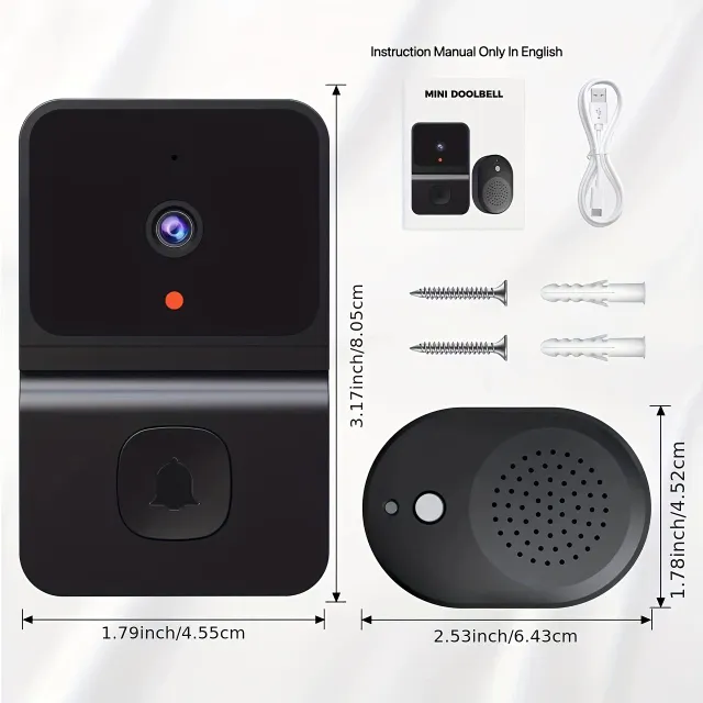Smart Wi-Fi video bell with wide angle and two-way audio - wireless, night vision and built-in battery