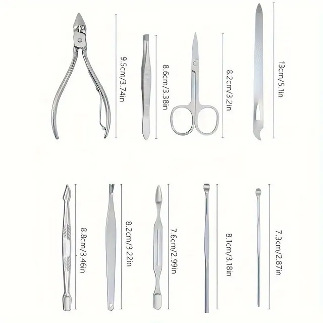 Stainless steel set for manicure and nail art