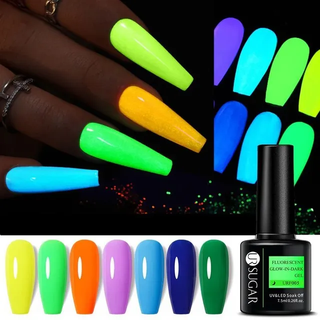 Luxusní ve tmě fosforující barevný lak na nehty pro UV lampy - několik variant barev