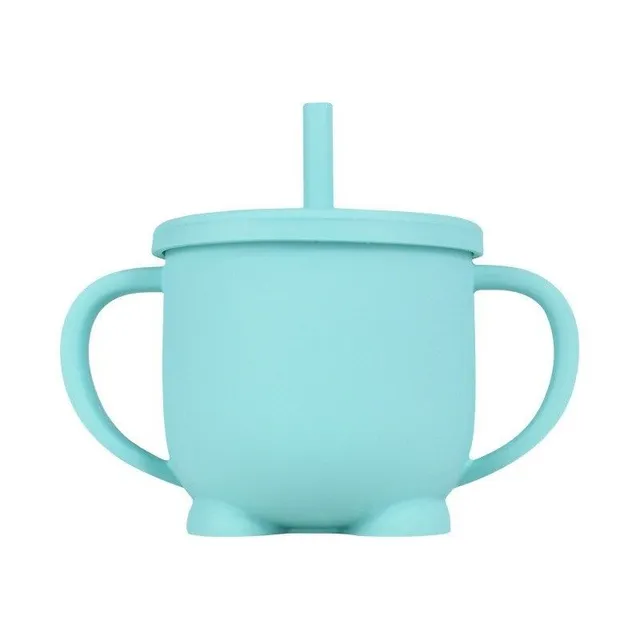 Silicone mug with straw