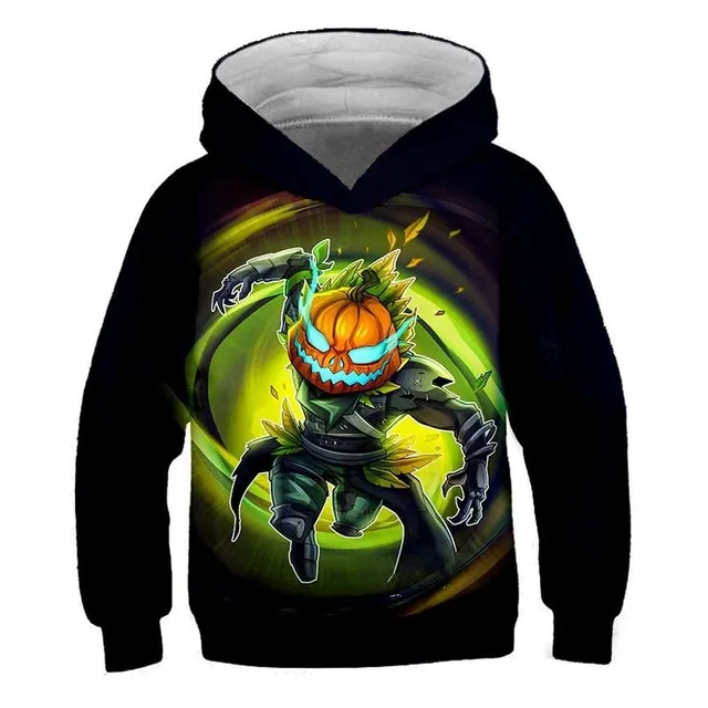 Beautiful hoodie with 3D print of the computer game Fortnite 4 7-8T