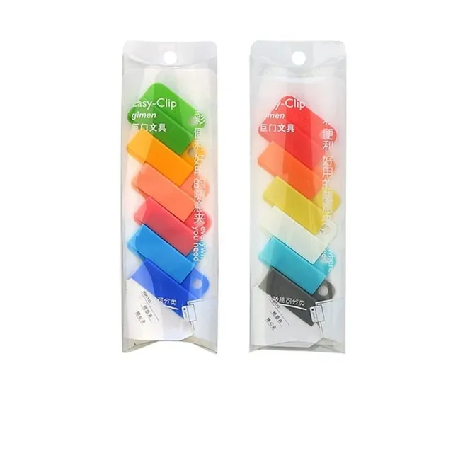 Set of trendy colour modern plastic clips for better organization of important documents