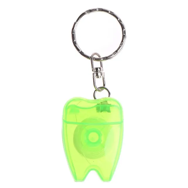 Praktický prívesok na kľúče v tvare zuba so zubnou niťou - niekoľko farebných variantov Jalil