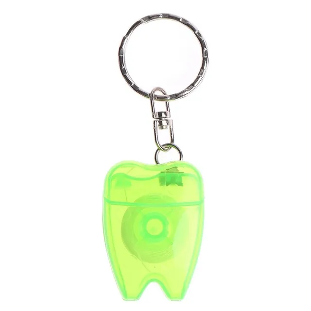 Practical keyring in the shape of a tooth with dental floss - several colour variants Jalil