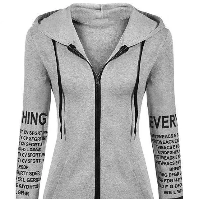 Women's long hoodie with zipper and hood