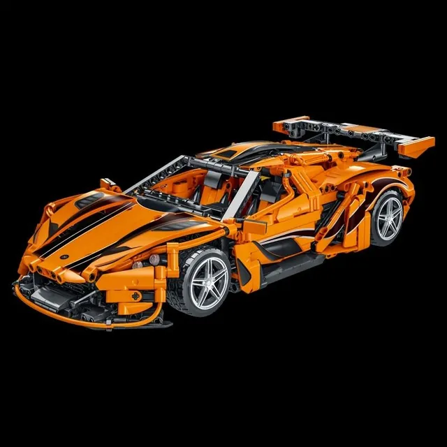 Mașină super portocalie, set de construcție de curse, asamblare dificilă pentru adulți, jucării auto pentru copii, cadou pentru băieți - model de mașină