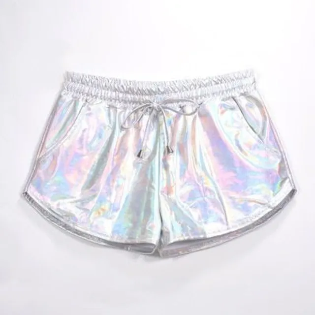 Women's metallic holographic stylish mini shorts