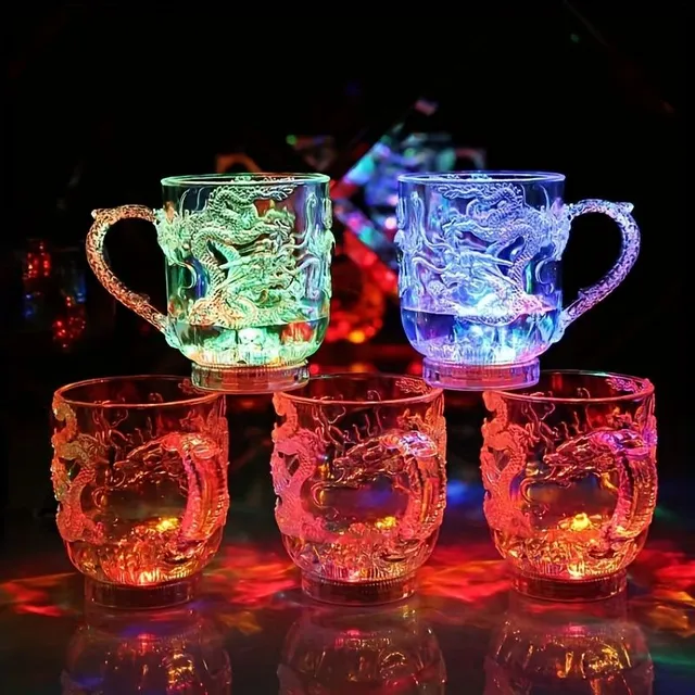 Magic acrylic cup with dragon pattern and LEDs