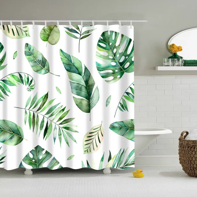 Shower curtain with nature motif