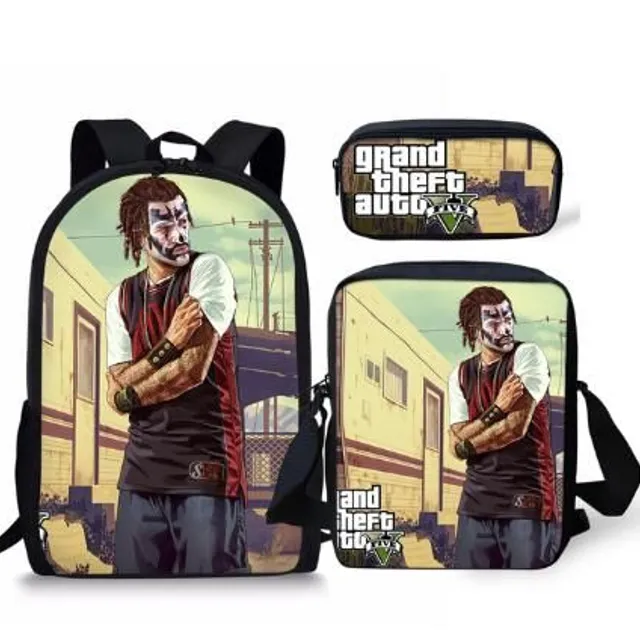 Iskolai táskák készlete hűvös Grand Theft Auto nyomtatással picture-color-7