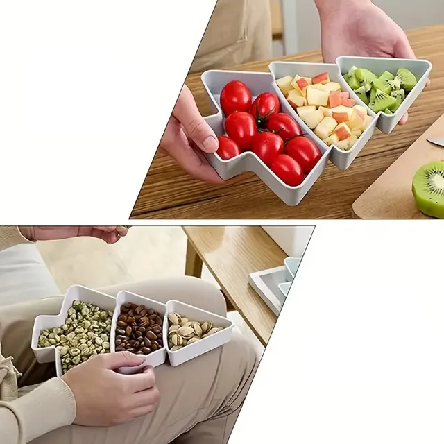 Christmas serving tray in the shape of a tree - plastic tray for fruit, nuts and small snacks