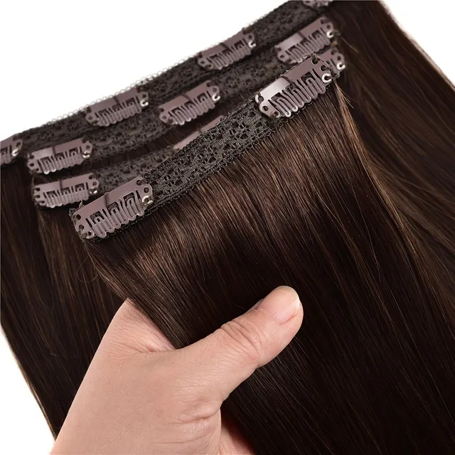 Extensions de cheveux naturels à clip pour femmes et filles - lisses, Remy, pour un usage quotidien