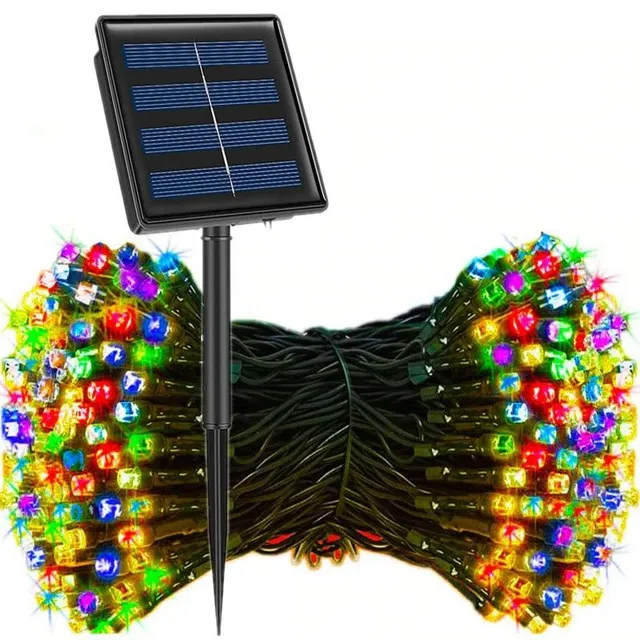 Outdoor LED chain 23 m with solar panel