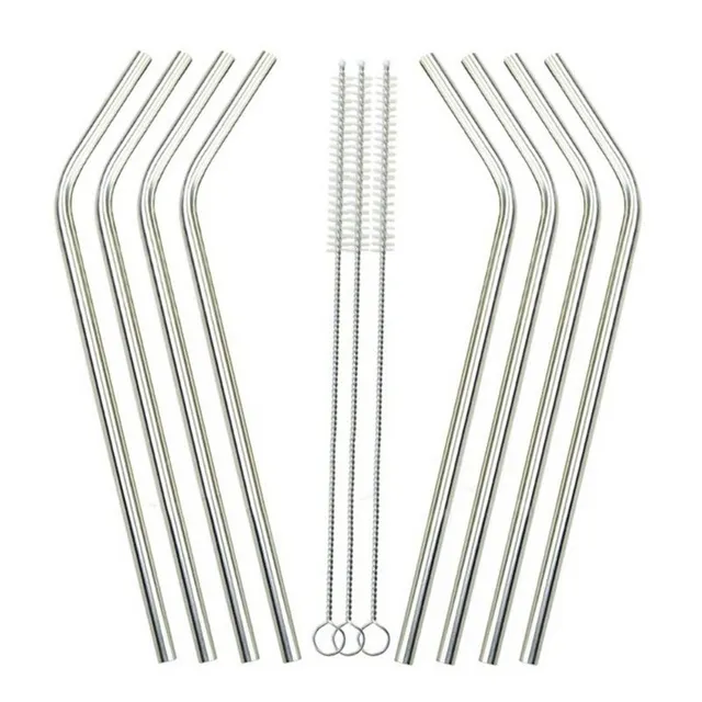 Stainless steel drinking straw - 8 pcs