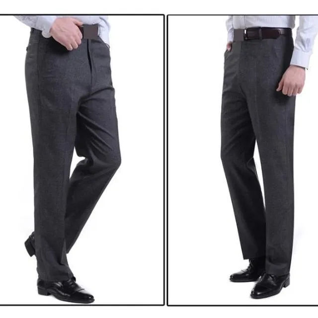 Men's elegant high-waisted formal trousers