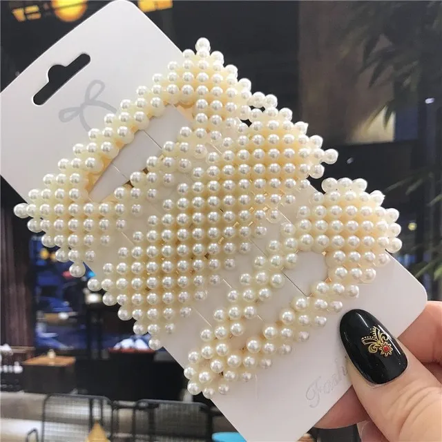 Women's trendy pearl hair clips 3 pcs