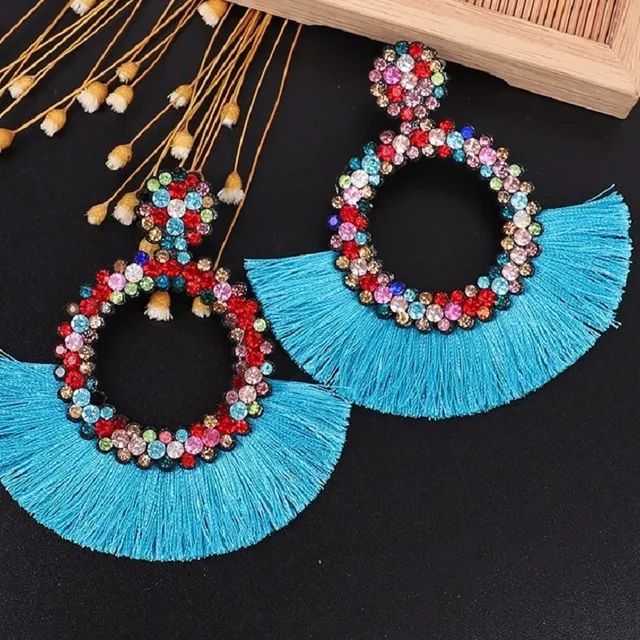 Women's hanger earrings with tassel G580