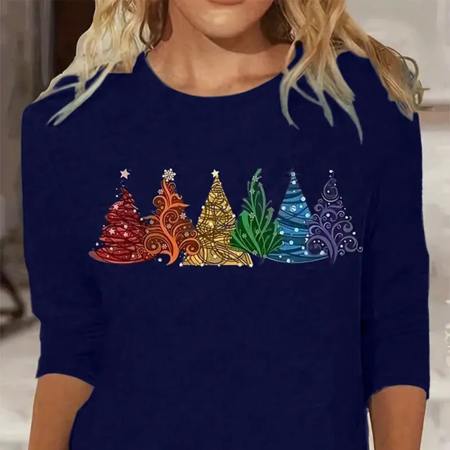 Cute Christmas T-shirt with tree printing