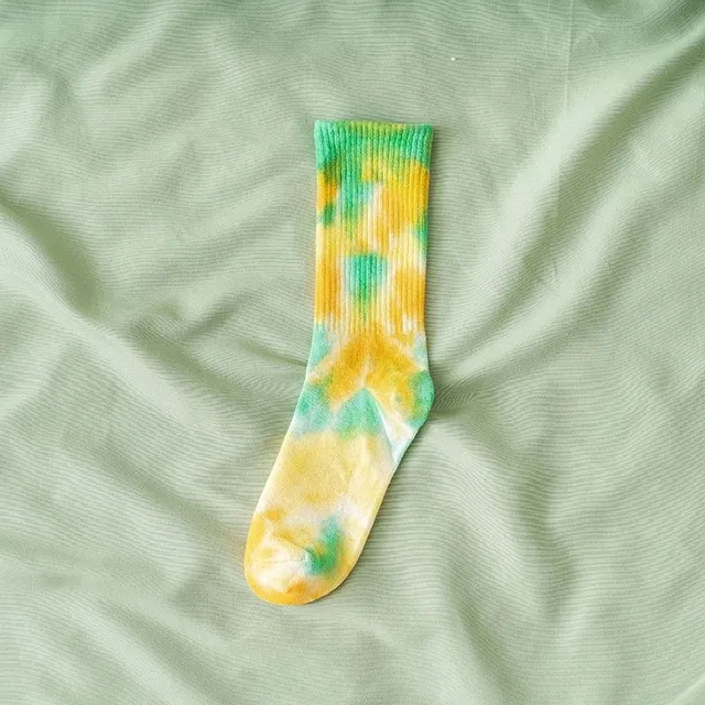 Women's High Socks with Batik motif Rainbow