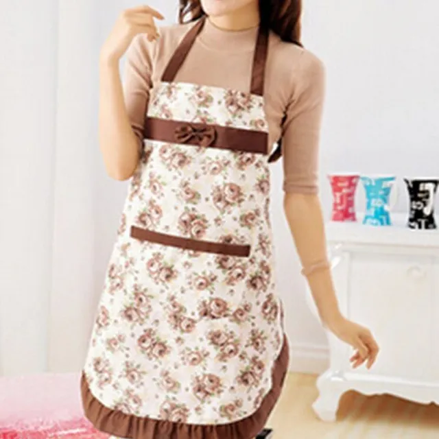 Kitchen apron with flowers - 6 colours