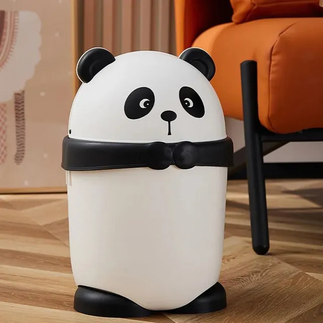 Cute panda-shaped garbage basket with lid