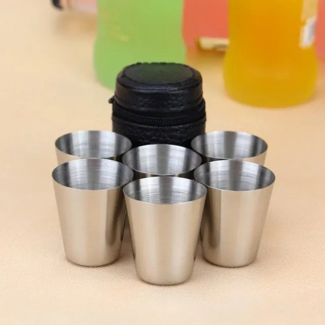 Stainless steel shots with sleeve 6 pcs