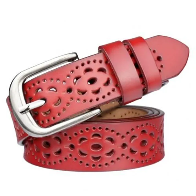 Women's leather belt with design details