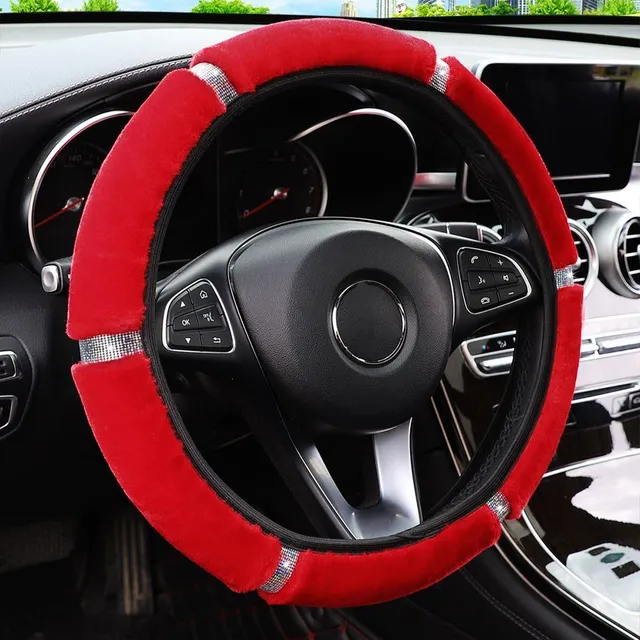 Steering wheel cover with glittering rhinestones