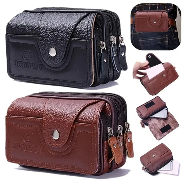 Men's faux leather pouch with belt clip