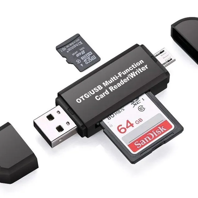 Multifunction memory card reader OTG + USB ports