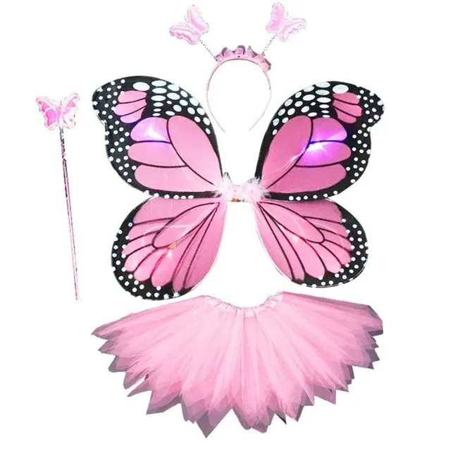 Children's glowing butterfly wing costume with skirt