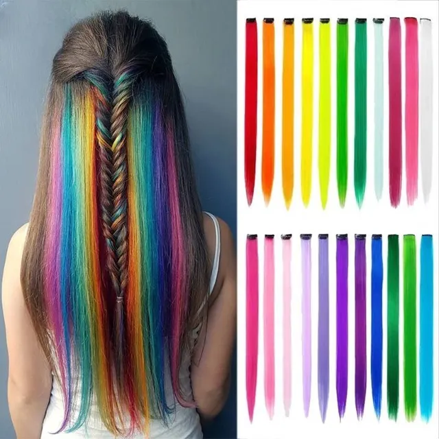 The spring of synthetic hair on the clip - different colors
