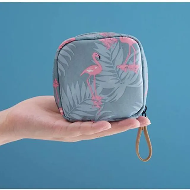 Travel mini cosmetic bag with flamingo print and others