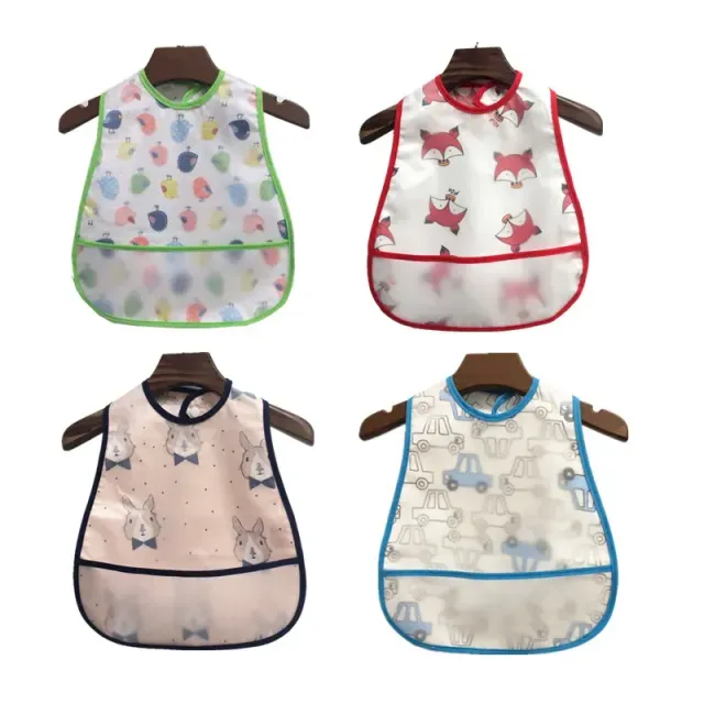 Children's impervious adjustable cotton bib with cartoon motifs