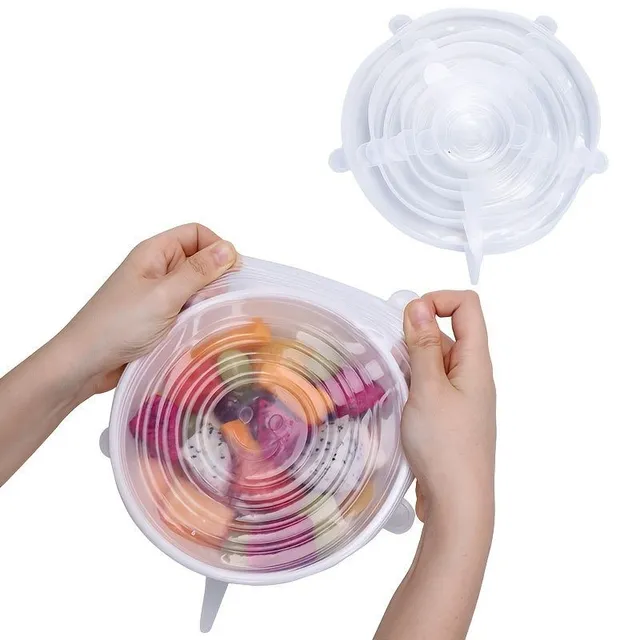 Silicone customized lids - 6 pieces, repeatedly applicable, for storing food in bowls