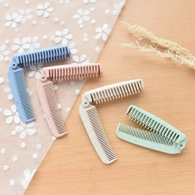 Portable folding comb and hairbrush made of wheat straw