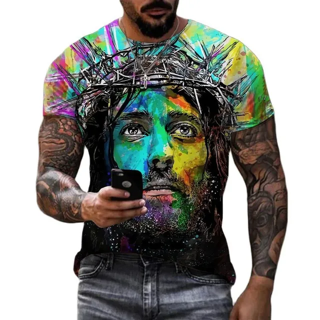 Men's short sleeve T-shirt with Jesus Christ print