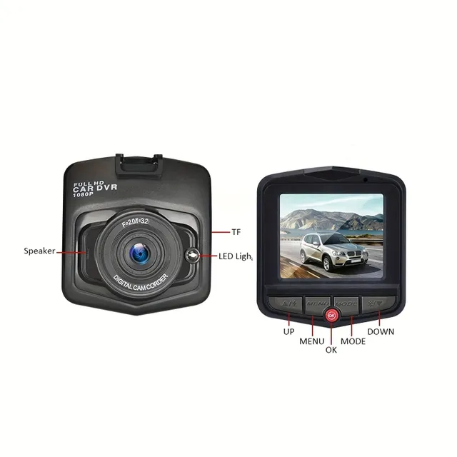Onboard car camera with 32GB memory card - Wide-angle Full HD 1080P driving recorder with night vision and motion detection