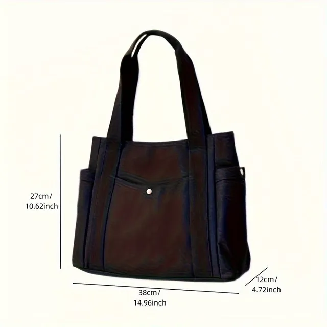 Tote bag with literary motif, more pockets, occasional shoulder cable for school, work and town