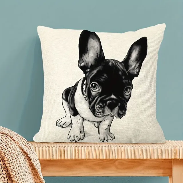 4pc Black and white pillowcase for dogs, pillowcase with digital printing from linen, pillowcase for Nordic simple sofa, no pillow core, to living room bed sofa sofa home decoration, 18" * 18"