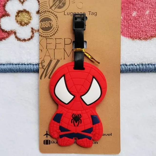 Trendy luggage tag in the shape of the popular superhero Spider-man