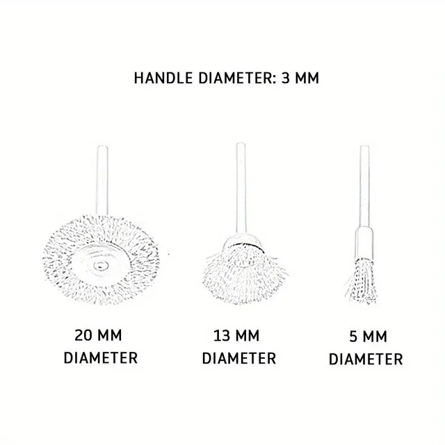 Set of 42 wire brushes with brass coating for drill