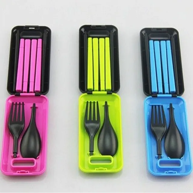 Travel cutlery with wands + case J2311