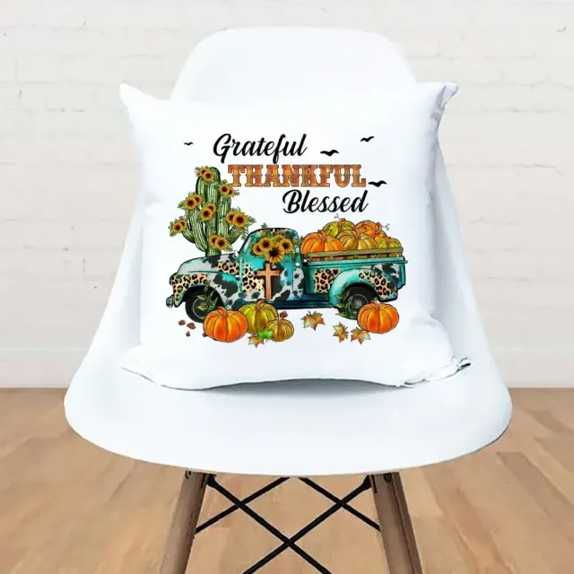 White pillowcase with printing car for home and party decorations for Thanksgiving