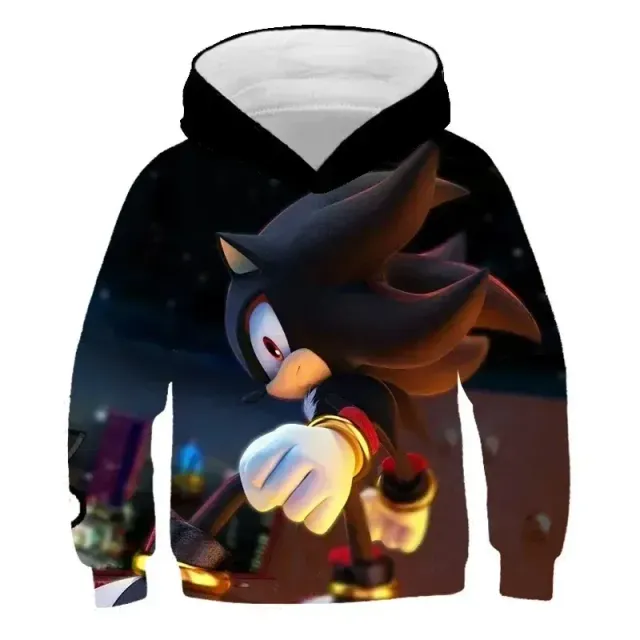 Hanorac unisex pentru copii cu glugă și imprimeu 3D cu Sonic